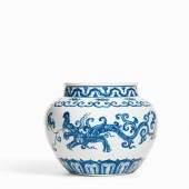 AN EXCEPTIONAL BLUE AND WHITE 'MAKARA' JAR MARK AND PERIOD OF XUANDE Height 19 cm Est. HK$30,000,000 - 40,000,000 / US$3,800,000 – 5,100,000