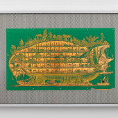  Andreas Greiner Molly Aida, 2023 printed circuit board (PCB) with conducting paths and soldered microchip, framed in aluminium 85 x 57 x 5 cm 33 1/2 x 22 1/2 x 2 in Edition 3/4 + 3 AP