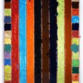 Polly Apfelbaum, Pennsylvania Squares and Stripes Quilt, 2021 Terra Cotta und Glasur, 76.2 x 50.8 cm, Courtesy of the artist
