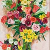 Aus Privatbesitz wurde eine Arbeit von Arnold Balwé eingeliefert. Das große Stillleben mit bunten Blumen befindet sich im originalen Erhaltungszustand und wurde in den 60er Jahren im südwestdeutschen Kunsthandel erworben (Taxe 10.000,- EUR).