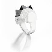 A GEOMETRIC TIERED RING, DECORATED WITH THREE PYRAMIDAL HEMATITES SUZANNE BELPERRON FD Gallery