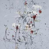 Hans Staudacher Paris, 1957 Gouache, Deckweiß, Tusche, auf hellblauem Papier   Albertina, Wien 