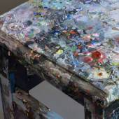 atelier lachaert dhanis: A splash of color / precious stool (detail), wood, paint, precious stones, 48x28x26,5 cm