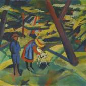 August Macke Kinder mit Ziege im Wald 1912 Öl auf Leinwand. 47 x 60,7 cm Schätzpreis € 700/800.000