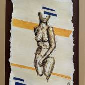 Martin Collmann nude with blue stripes     Größe: 23x17cm Acrylmarker, Aquarelle, Papier auf Papier