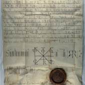 Urkunde mit der Ersterwähnung "Markgrafen von Baden", 1112 © Staatsarchiv Bamberg