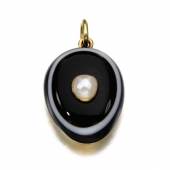Banded agate and pearl pendant, 1878  Estimate:  1,000 - 1,500 GBP