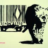 BANKSY, Barcode Leopard, 2004, sérigraphie, 50 x 70 cm, estimate : 80 000–90 000 HK$ / 9 300–11 600 € / 10 300–12 900 $ (c) Artcurial