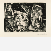 Galerie Bastian (stand 529)    1 / 2  Pablo Picasso (Málaga 1881-1973 Mougins) Minotaure aveugle guidé par une fillette dans la nuit(Blind Minotaur Led by a Little Girl in the Night)