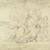 Eduard Bendemann Gefangene Juden in Babylon 1832. Bleistift, stellenweise aquarelliert SMB Kupferstichkabinett
