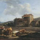 Nicolaes Berchem, Landschaft mit Brunnen