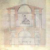 Theseustempel, Querschnitt. Zeichnung von Karl Schmidt (1825) nach dem Entwurf von Pietro Nobile (1820) ( Wien, Albertina, Architektursammlung © Albertina 