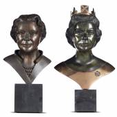 Bronze busts of Queen Mother and her Majesty The Queen by John Robinson (c) SPA