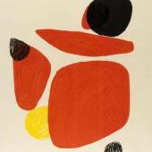 Calder, Alexander.  1898 Philadelphia - New York 1976 Rot, Schwarz und Gelb. Farblithographie. Sign. und num. Ex. 11/90. 61,5 x 45 cm. Aufrufpreis:	1.500 EUR