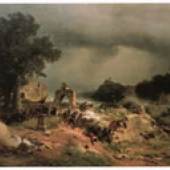 Carl Friedrich Lessing Landschaft aus dem dreißigjährigen Krieg, 1854 Öl auf Leinwand
museum kunst palast, Düsseldorf,  Gemäldesammlung Sammlung museum kunst palast