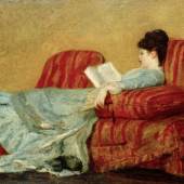  Mary Cassatt, Junge Frau lesend (Young Lady Reading), 1878  Öl auf Holz 40,3 x 63,2 cm Sammlung von Diane B. Wilsey Foto: © 2021. Christie’s Images, London/Scala, Florence 