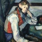 Paul Cézanne, Le Garçon au gilet rouge, 1888/1890Huile sur toile, 79,5 x 64 cmCollection Emil Bührle, en prêt à long terme au Kunsthaus Zürich
