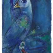 Marc Chagall  L'Oiseau bleu 1952 Tempera und Gouache auf Aquarellkarton. 58,5 x 38,5 cm.  Ergebnis € 453.000