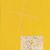 Jean Leppien  Chiffon relique et Bassa sur fond jaune 6/80 XVI | 1980 | Öl auf Leinwand | 164 x 116 cm