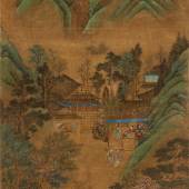  Chinesische Grün-Blau-Malerei  Hängerolle | Tusche und Farben auf Seide  Ming-Dynastie | 116 x 40 cm  Schätzpreis: 45.000 – 60.000 Euro
