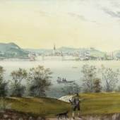 08. Josef Eberl „Ansicht von Gmunden“, 1836, Aquarell auf Papier auf Karton montiert, 31x 46 cm, signiert und datiert Bild: Kunsthandel Runge