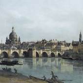 Bernardo Bellotto, Dresden vom rechten Elbufer unterhalb der Augustusbrücke, 1748