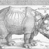 Albrecht Dürer: Rhinozeros, 1515, Holzschnitt © bpk / Staatliche Kunsthalle Karlsruhe
