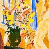 Erich Heckel, Blüten vor bemalter Wand