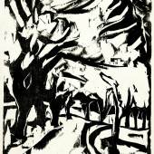 Ernst Ludwig Kirchner, Blühende Bäume, 1909, Holzschnitt, 51 x 31,7 cm 
