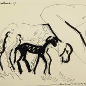 Ernst Ludwig Kirchner, Schaf und Lamm, 1927, Feder und Pinsel in Tusche, 27,9 x 35,2 cm 