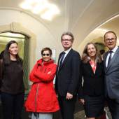 Bettina Habsburg-Lothringen, Brigitte Kowanz, Christopher Drexler, Elisabeth Fiedler, Wolfgang Muchitsch (v. l.) bei der Eröffnung des Museums für Geschichte im Jahr 2017, Foto: UMJ/J.J. Kucek 