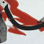 Andy Warhol, Hammer und Sichel, Detail, 1976, Siebdruck, Acryl und Bleistift auf Leinwand © Staatliche Museen zu Berlin, Nationalgalerie, Sammlung Marx / Foto: Jochen Littkemann / VG Bild-Kunst, Bonn 2023 