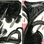  Margo Sarkisova, „War Diary [Black Flower, Red Tears]“, 2022, Tusche auf Papier
