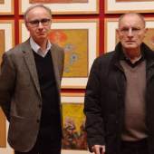 Leiter der Neuen Galerie Graz Peter Peer (links) und Künstler Günter Brus (rechts), Foto: Universalmuseum Joanneum/J.J. Kucek