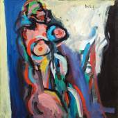 Alfred Kornberger (1933 - 2002) „Bunter Teilakt mit Nebel“ Öl auf Leinwand, 90 x 90 cm um 1998, WV-Nr. 1188 Galerie Czaak Foto: © Alfred Kornberger Foundation