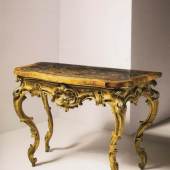Foster-Gwin, Inc. Fine Rococo Period Painted and Parcel Gilt Console Table. Piedmont Region, Italy, c. 1740. 35 h. x 52 w. x 26 in. d.