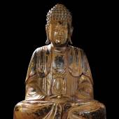 Amida Buddha Rosenholz und Lackarbeit 19. Jh., Japan Höhe 105 cm, Breite 73 cm, Tiefe 54 cm  Zur Verfügung gestellt von: Galerie Darya