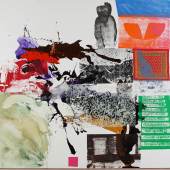  Robert Rauschenberg Street Contract / ROCI MEXICO, 1985 Silkscreen ink, acrylic and fabric on canvas 280 x 280 cm (110.24 x 110.24 in)