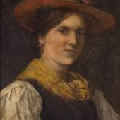 Defregger, Franz von.  1835 Stronach - München 1921 Portrait eines Bauernmädchens in Tracht. Öl/Holz. Sign. 22 x 17 cm. Gerahmt. Aufrufpreis:	2.500 EUR