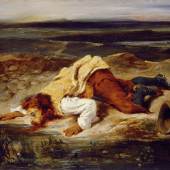 Brigand blessé (Pâtre romain)/Verletzter Brigant (Römischer Hirte), um 1825, Eugène Delacroix, Öl auf Leinwand, 32,7 x 40,8 cm © Kunstmuseum Basel