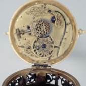 Detail des Uhrgehäuses einer Kruzifixuhr von Paul Bengg,1. Hälfte 17. Jhd.
Foto: Schweizerische Landesmuseen
