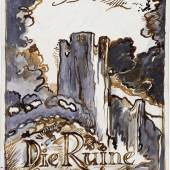 Günter Brus, "Die Ruine", 1984, Schwarze und braune Tusche auf Papier, 35-teilig, je 21 x 15 cm, Privatbesitz