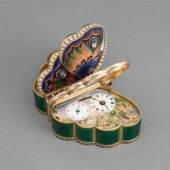  Au Vieux Paris, Boite Automate en forme de papillon en or et émail polychrome, Genève vers 1820, Piguet & Meylan