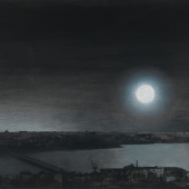 Eduard Angeli, The Golden Horn at Night, 2015, Charcoal on paper, 40 1/4x 59 7/8 in, Courtesy of the artist