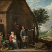 Husbandman at a Cottage Door with a Seated Woman and Child, David Teniers (II), c. 1650- c. 1655. On loan from the City of Amsterdam (A. van der Hoop Bequest)