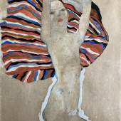 Egon Schiele (1911): Mädchenakt gegen farbiges Tuch,  Gouache auf Papier (c) Copyright Privatbesitz