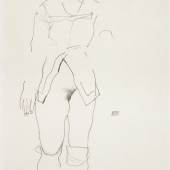 Egon Schiele, Standing female semi-nude (Wally Neuzil), 1912 Pencil on paper, 48,2 x 31,6 cm 