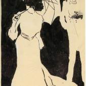 Ein Wiedersehen, 1908, Tusche, Deckweiß Blattmaße: 20,5 x 28 cm, © Privatsammlung