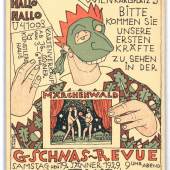 Einladung zur Gschnas-Revue am 19. Jänner 1929 im Wiener Künstlerhaus Entwurf: Bertold Löffler Lithografie MAK, KI-14393-58 © MAK