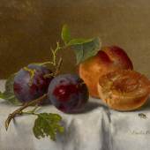 Emilie Preyer (1849 - 1930)  Stillleben mit Pflaumen und Aprikosen Öl auf Holz | 15 x 20cm Ergebnis: 34.830 Euro